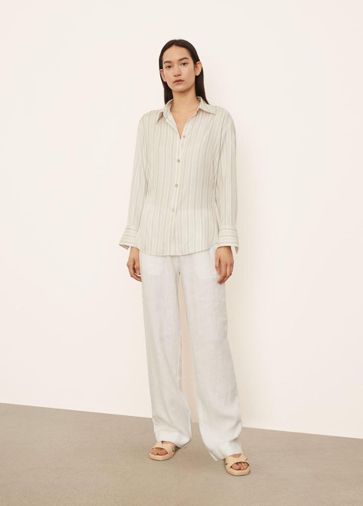 Vince Stripe Sculpted Long Sleeve Shirt