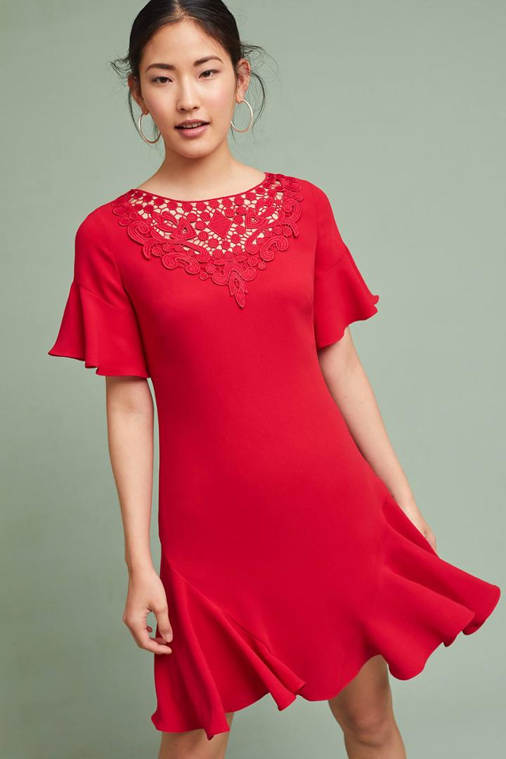 Shoshanna Ruby Ruffled-sleeve Dress