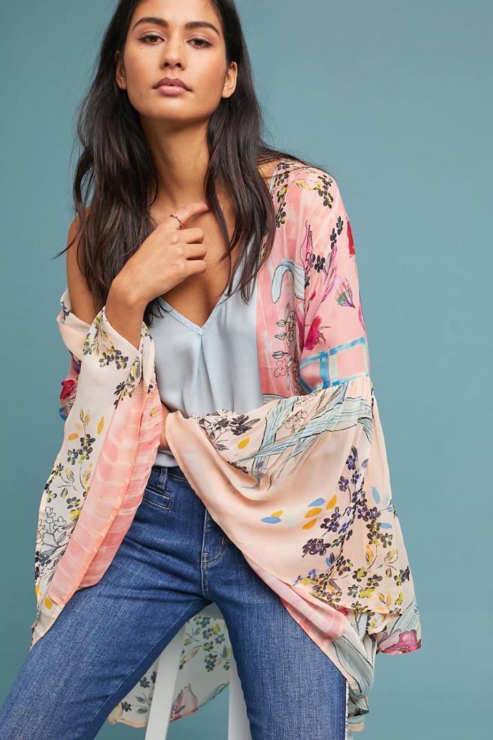 Anthropologie Jordin Floral Kimono
