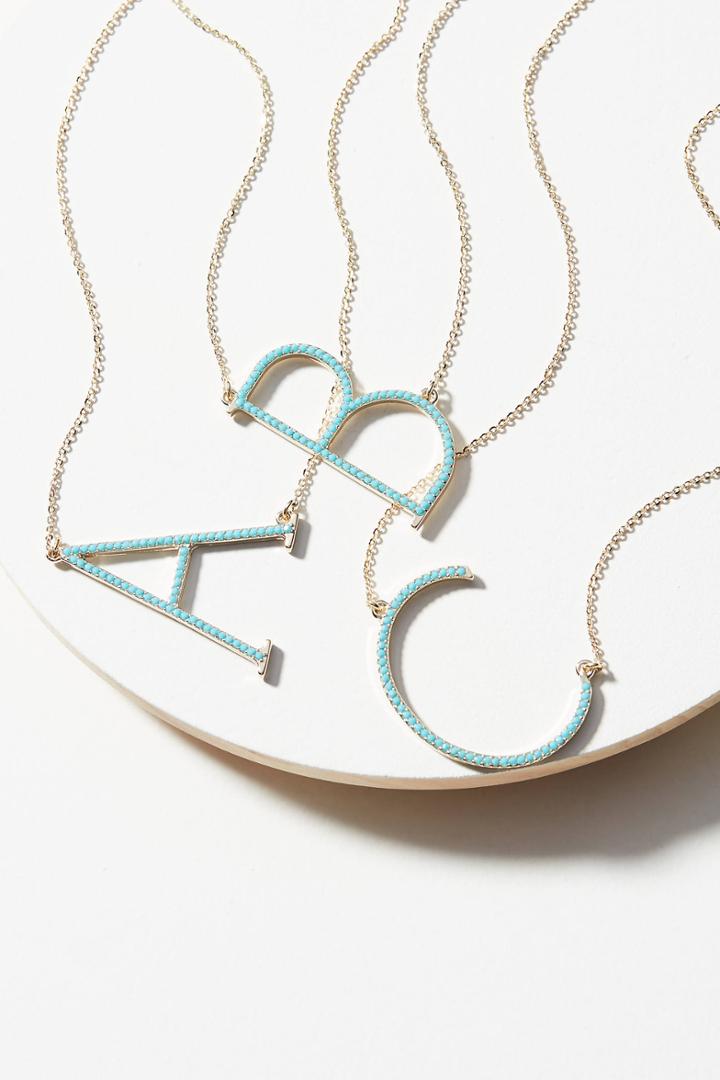 Anthropologie Pave Monogram Necklace