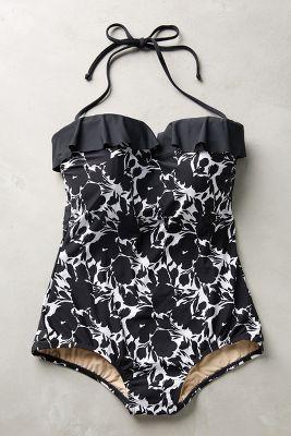 Anthropologie Ruffled Bandeau One-piece
