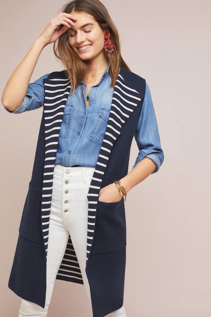 Anthropologie Pop Print Longline Vest