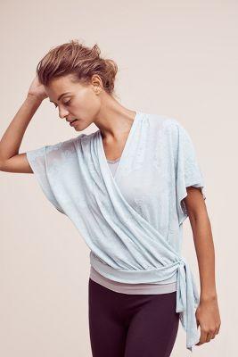 Eloise Moonflower Velvet Wrap-front Top