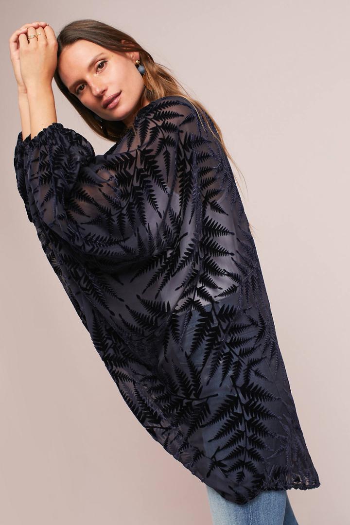 Anthropologie Velvet Fern Kimono