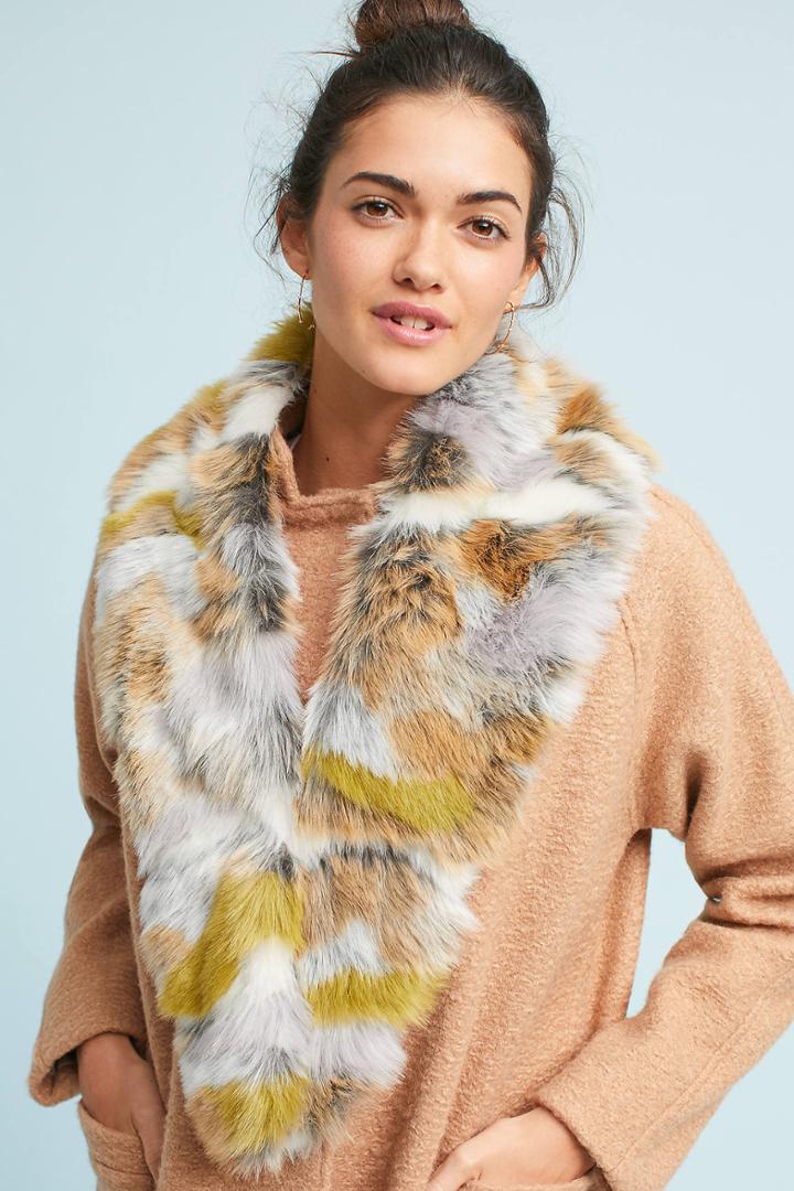 Anthropologie Camo Faux Fur Collar