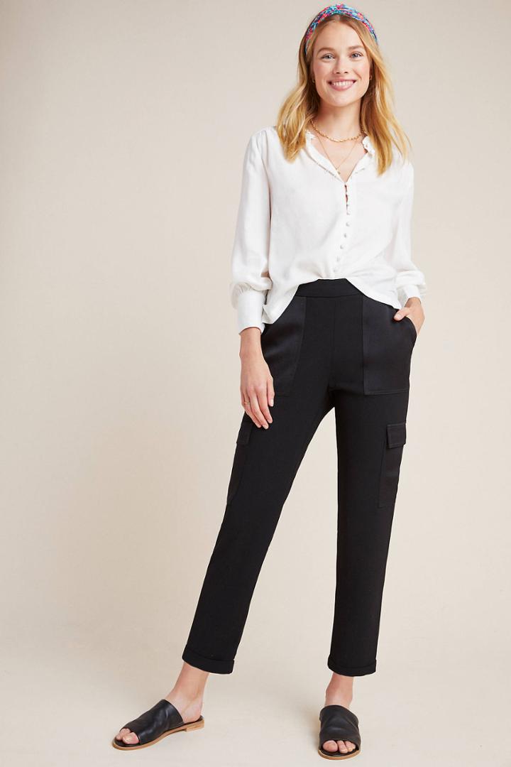 Maeve Delancey Satin-trimmed Cargo Joggers