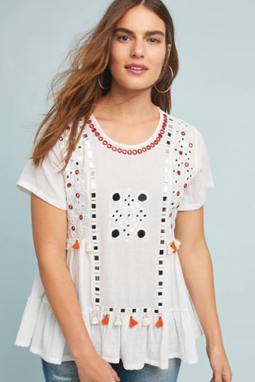 Norblack Norwhite Ikat Peplum Top