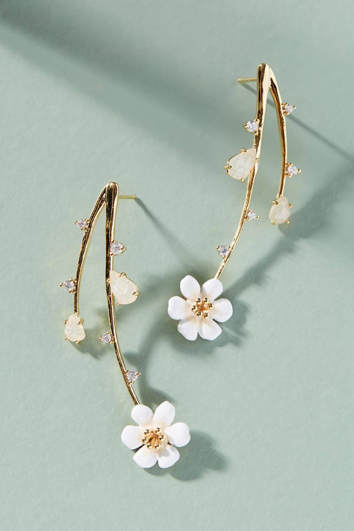 Anthropologie Cascading Flowers Drop Earrings