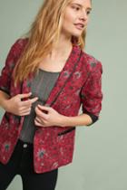 Anthropologie Piped Floral Blazer