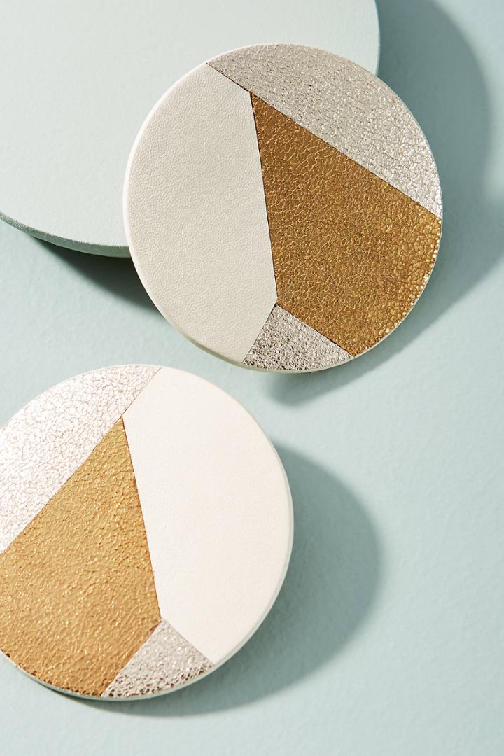 Nora Lozza Colorblocked Leather Circle Earrings