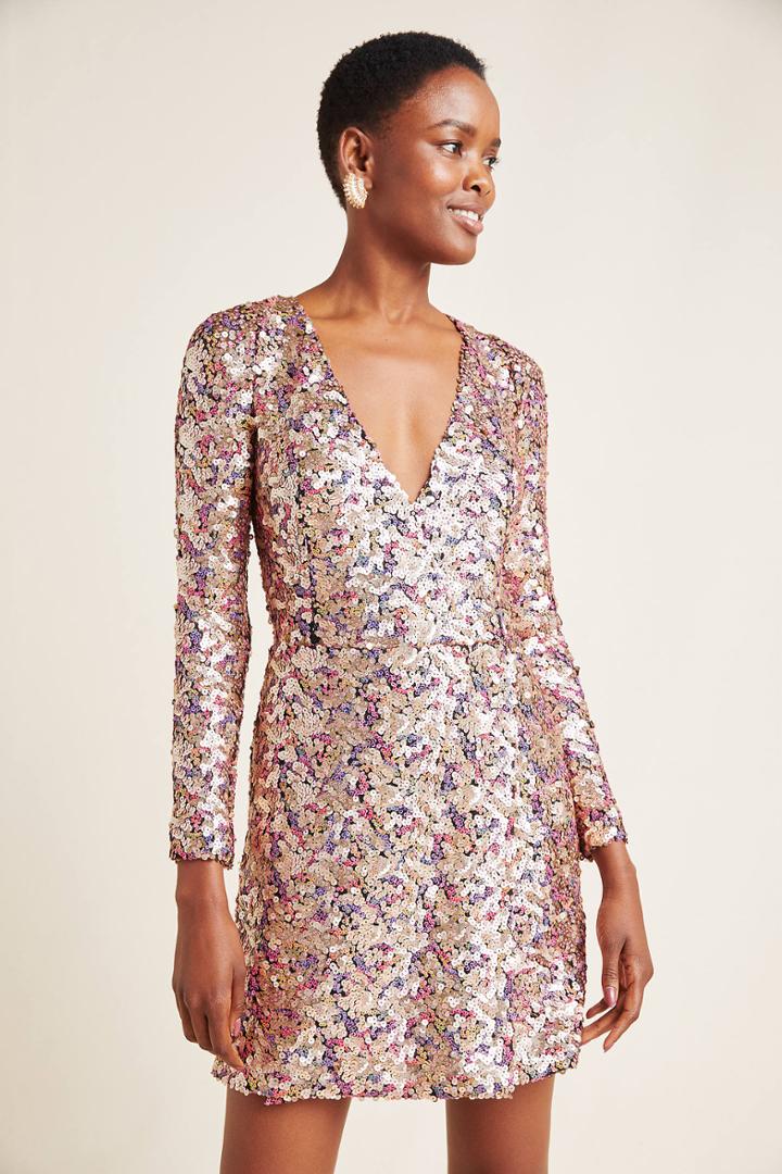 Ml Monique Lhuillier Sequined Mini Dress