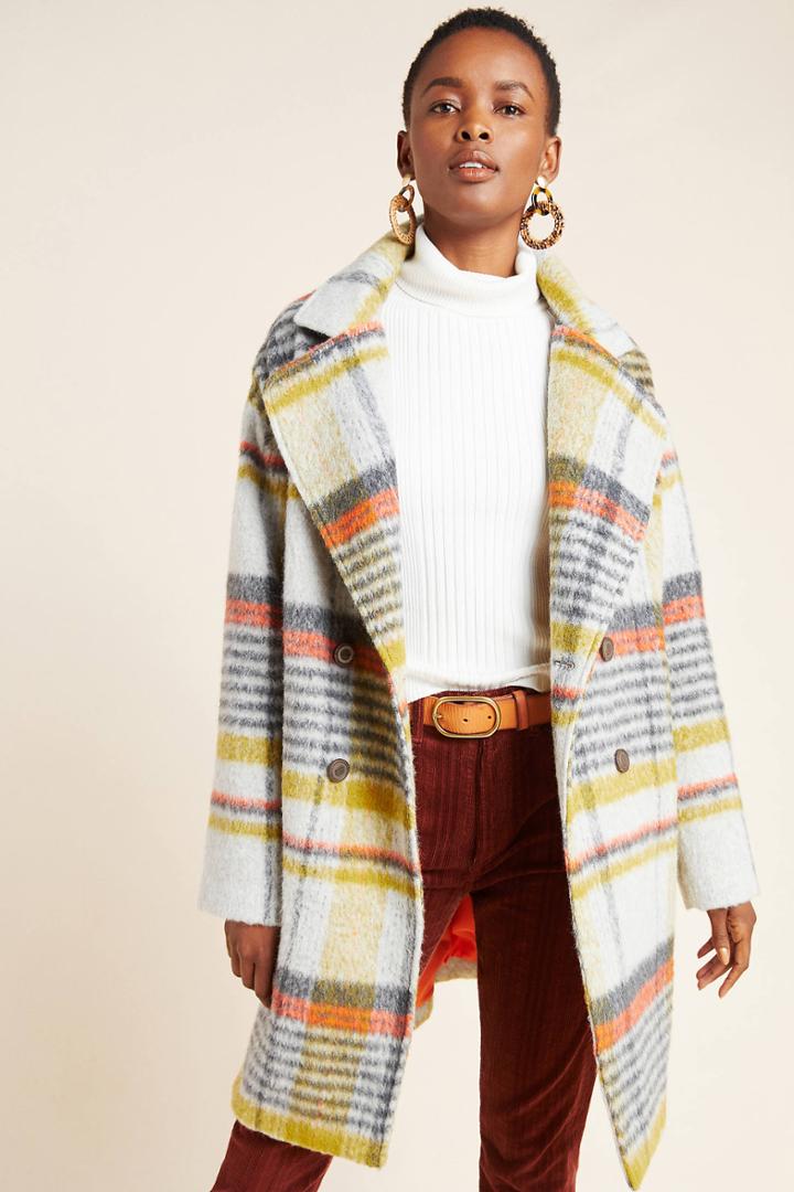 Eva Franco Camille Double-breasted Plaid Coat