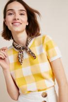 Anthropologie Checked Short-sleeved Sweater