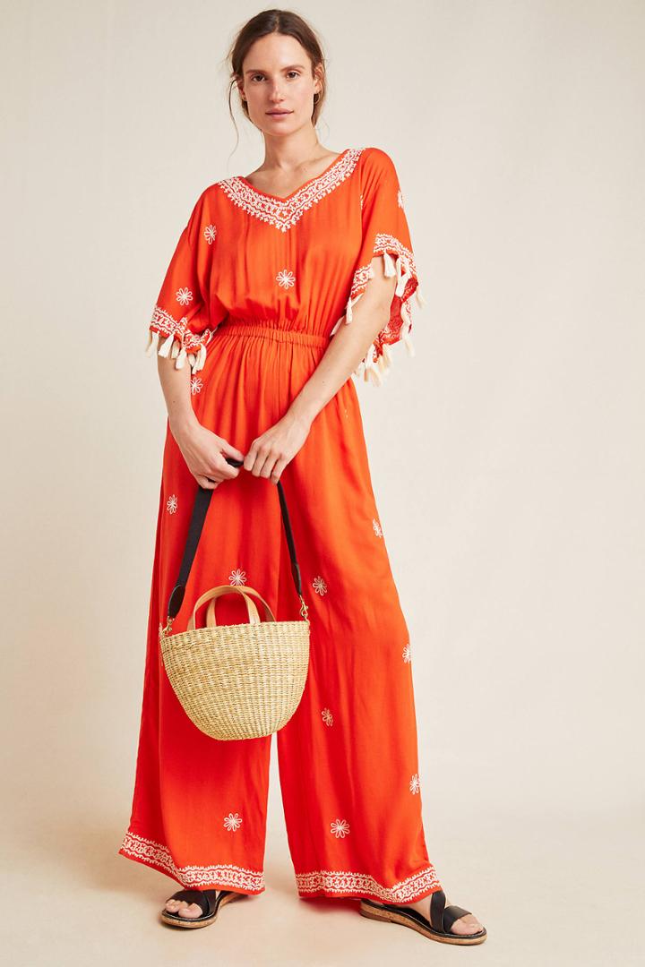 Anthropologie Palmas Embroidered Jumpsuit