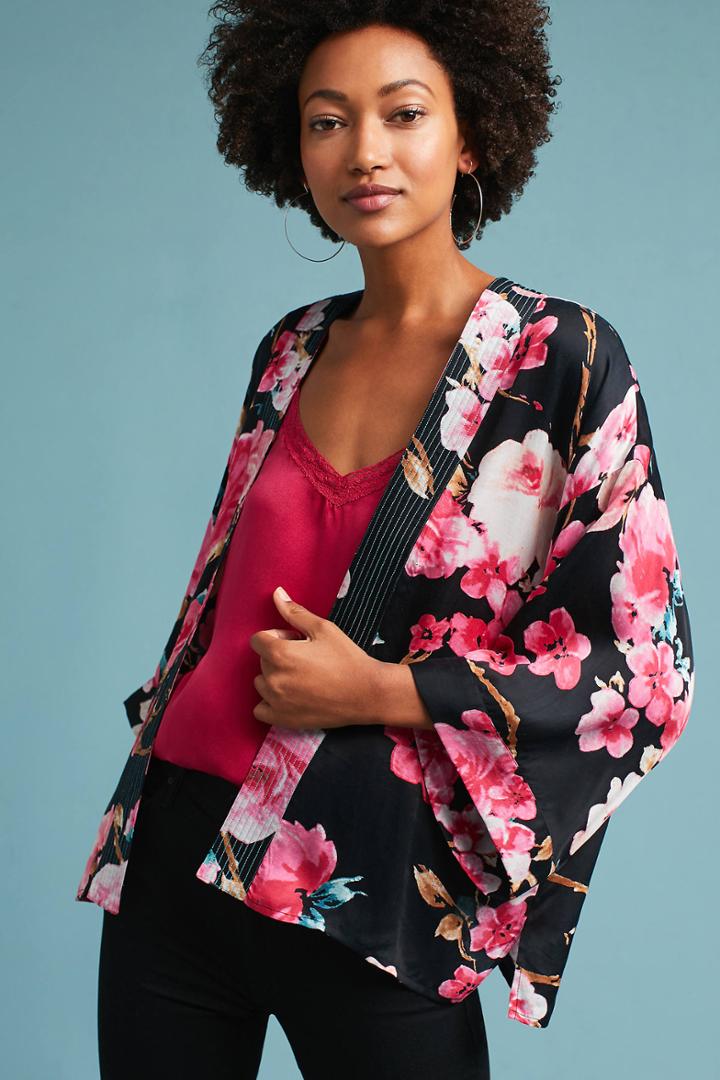 Anthropologie Hibiscus Kimono