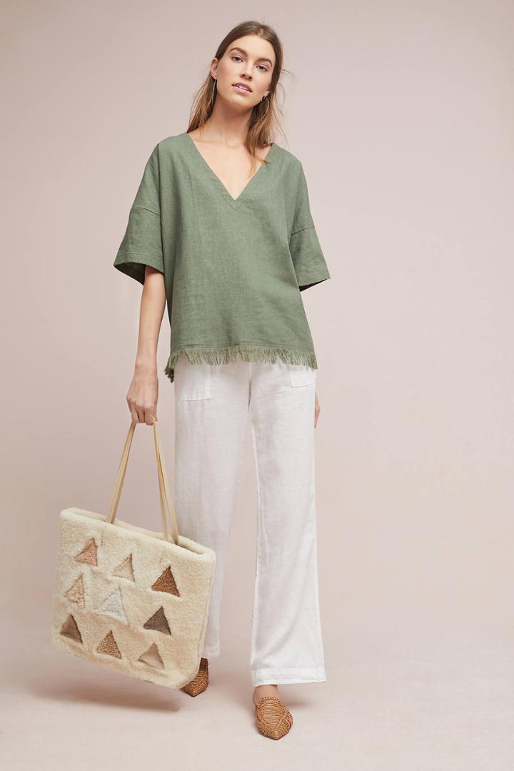 Gillia Clothing Frayed V-neck Tunic