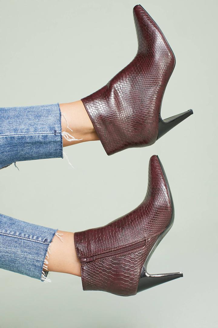 Vanessa Wu Snake-printed Heeled Booties