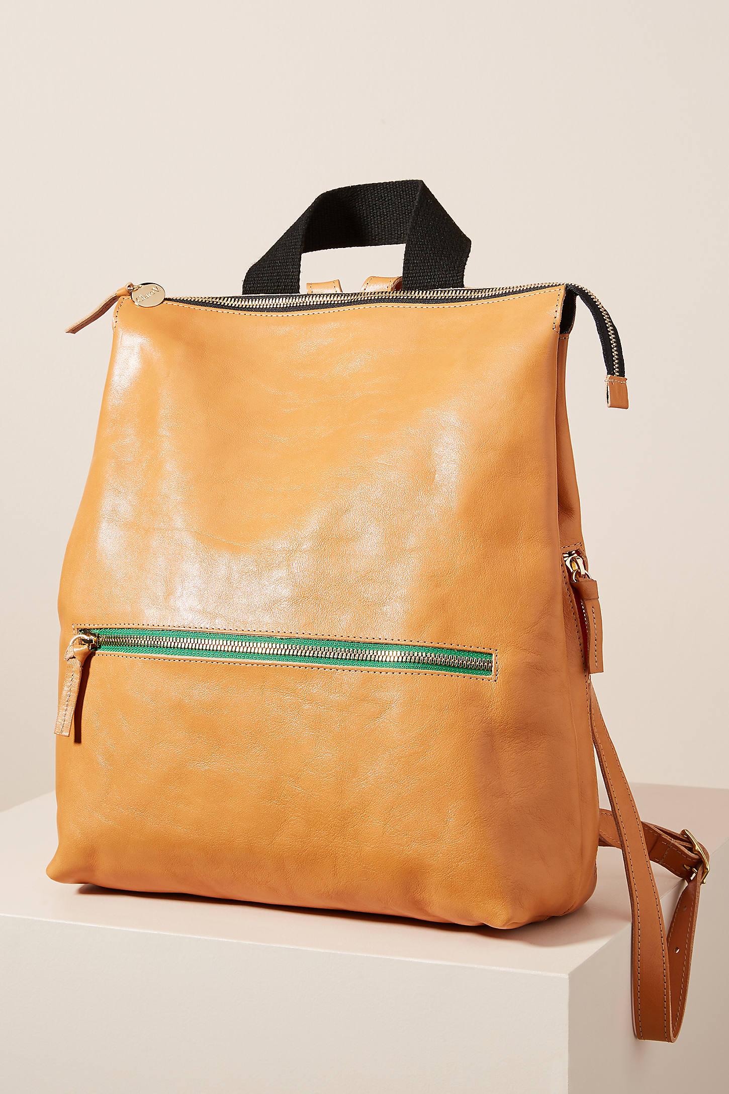 clare v White leather Remi backpack Milaura