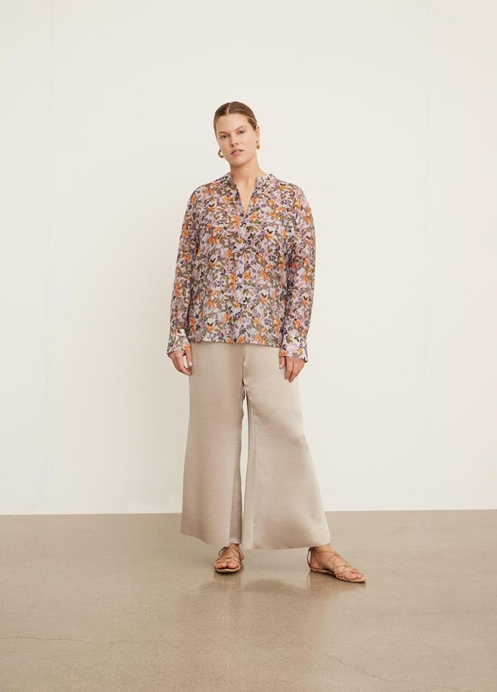 Vince Wisteria Vine Relaxed Band Collar Blouse