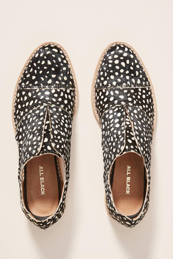 All Black Dotted Calf Hair Oxfords