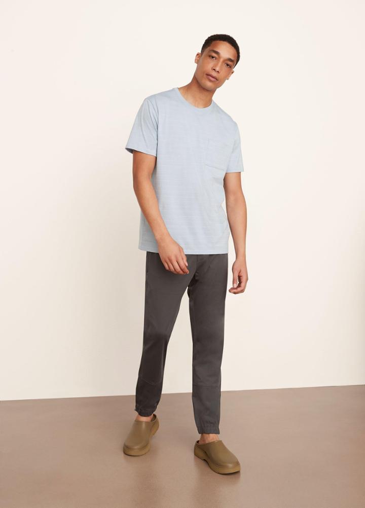 Vince Pima Striped Short Sleeve Crew Neck Shirt