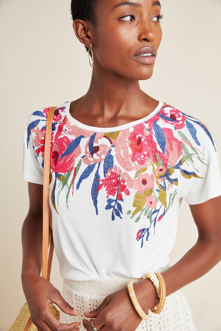 Anthropologie Rosamund Embroidered Top