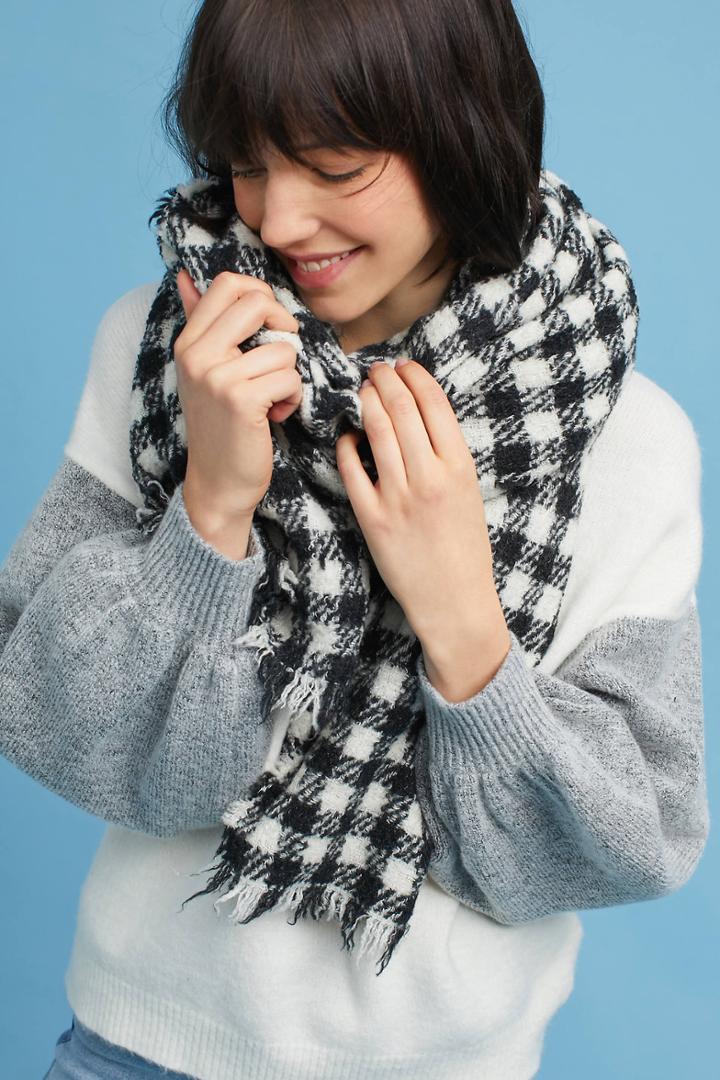 Anthropologie Checked Wool Scarf