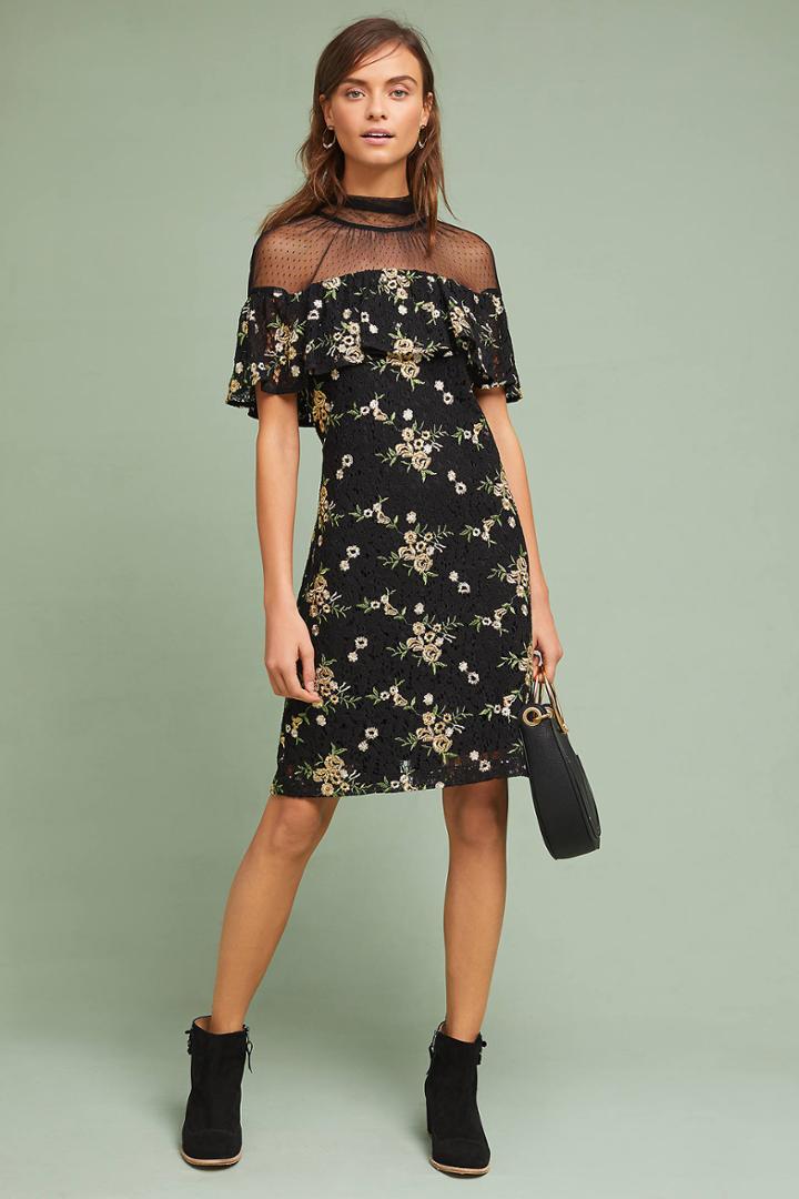 Donna Morgan Illusion Embroidered Lace Shift Dress