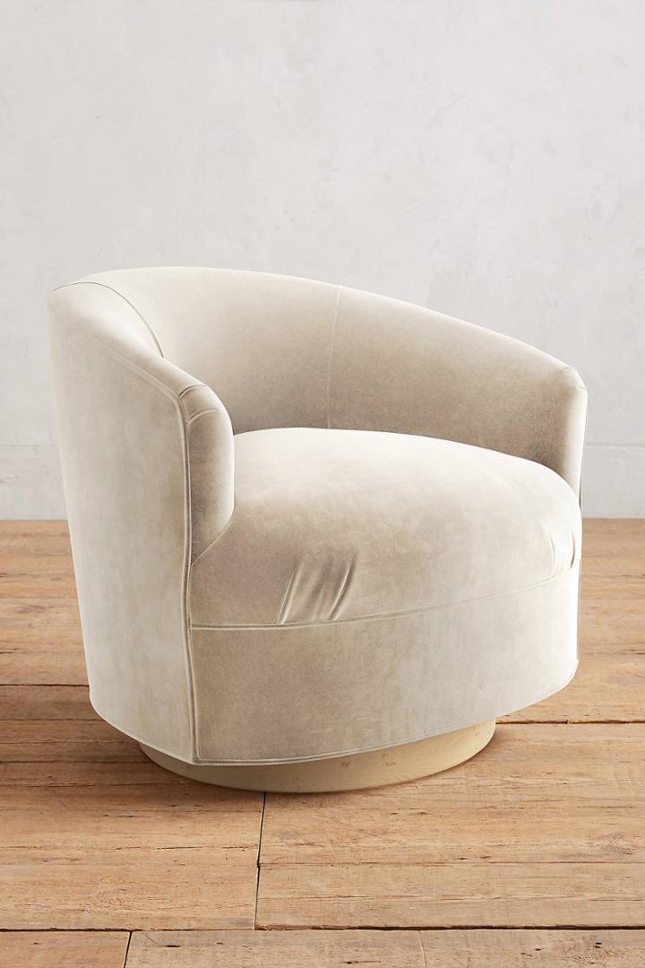 Anthropologie Velvet Amoret Swivel Chair