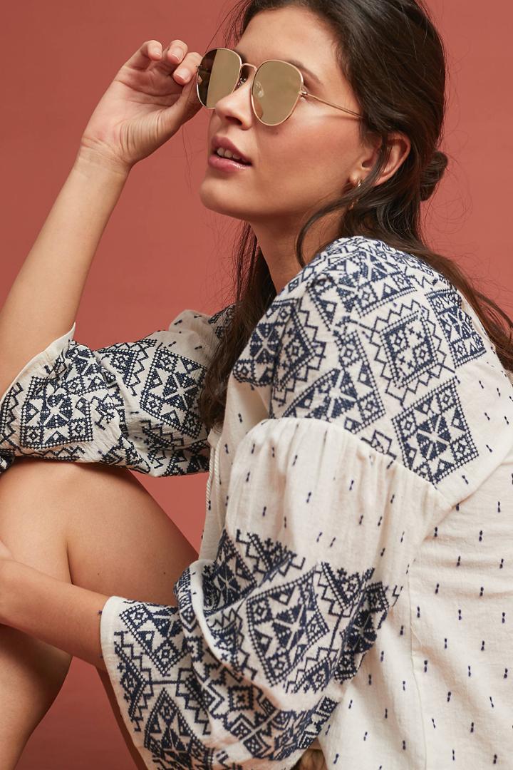 Payal Pratap Jenny Embroidered Peasant Top