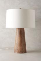Anthropologie Wood Barrel Table Lamp