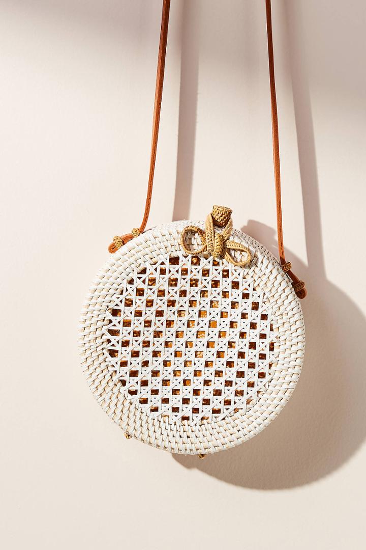 Anthropologie Rattan Circle Bag