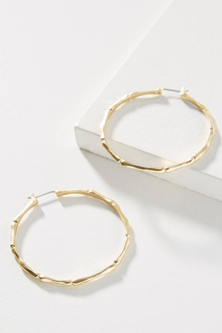 Anthropologie Golden Bamboo Hoop Earrings