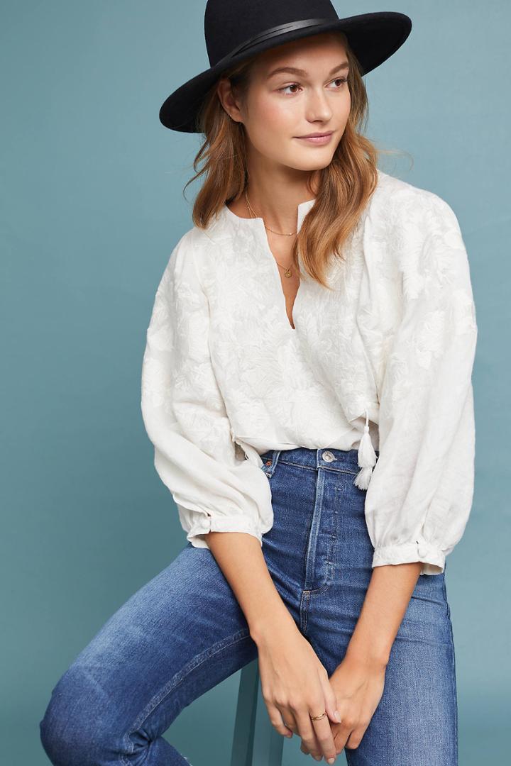 Caara Linen Peasant Top