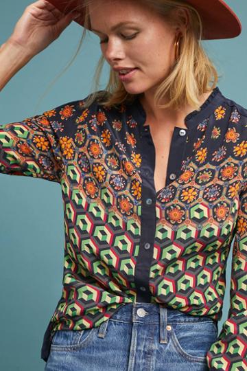 Tanvi Kedia Geometric Silk Buttondown