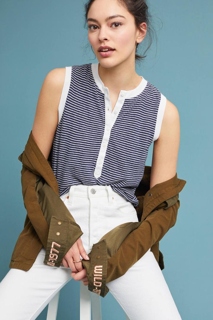 Stateside Two-toned Henley Tank