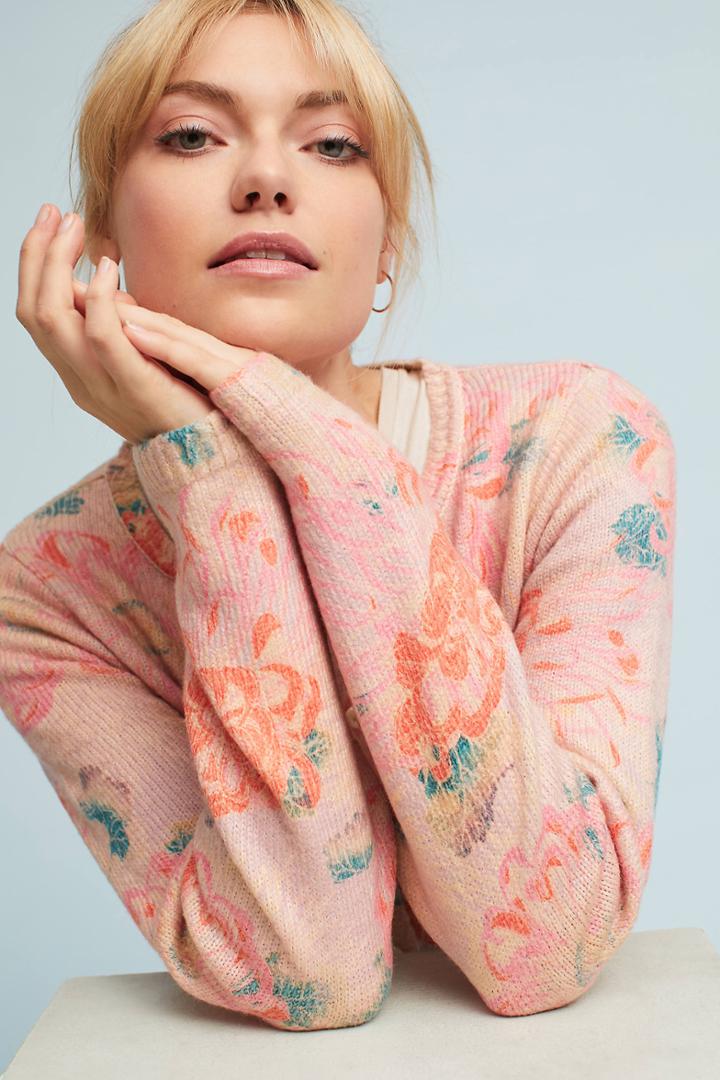 Anthropologie Devon Printed Cardigan