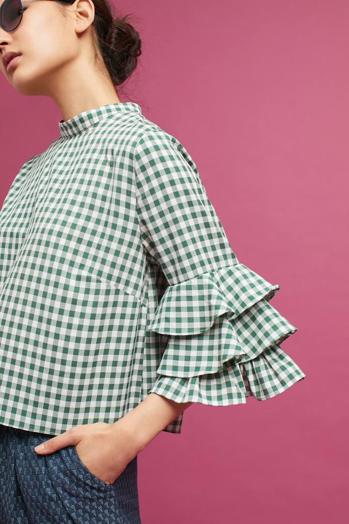Sunday In Brooklyn Ruffled Gingham Top