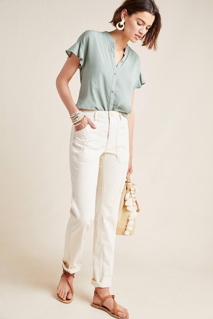 Anthropologie Herringbone Carpenter Pants