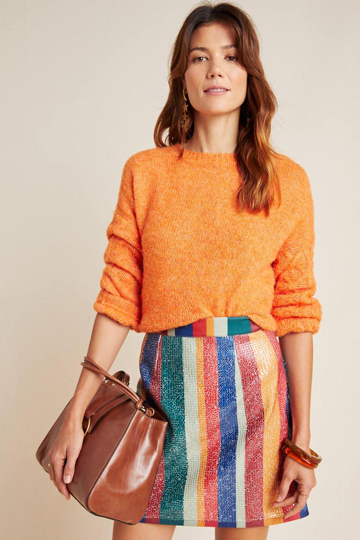 Geisha Designs Rainbow Sequined Mini Skirt