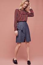 Anthropologie Ruffled Denim Skirt