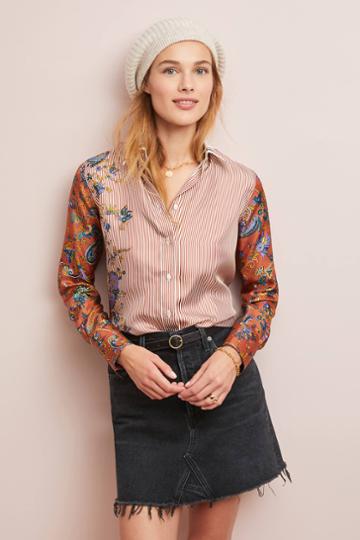 Le Sarte Pettegole Castile Floral Silk Buttondown