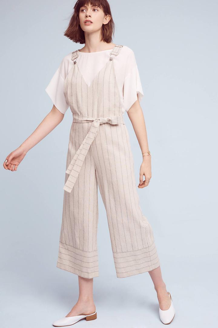 Moon River Tessie Striped Overalls