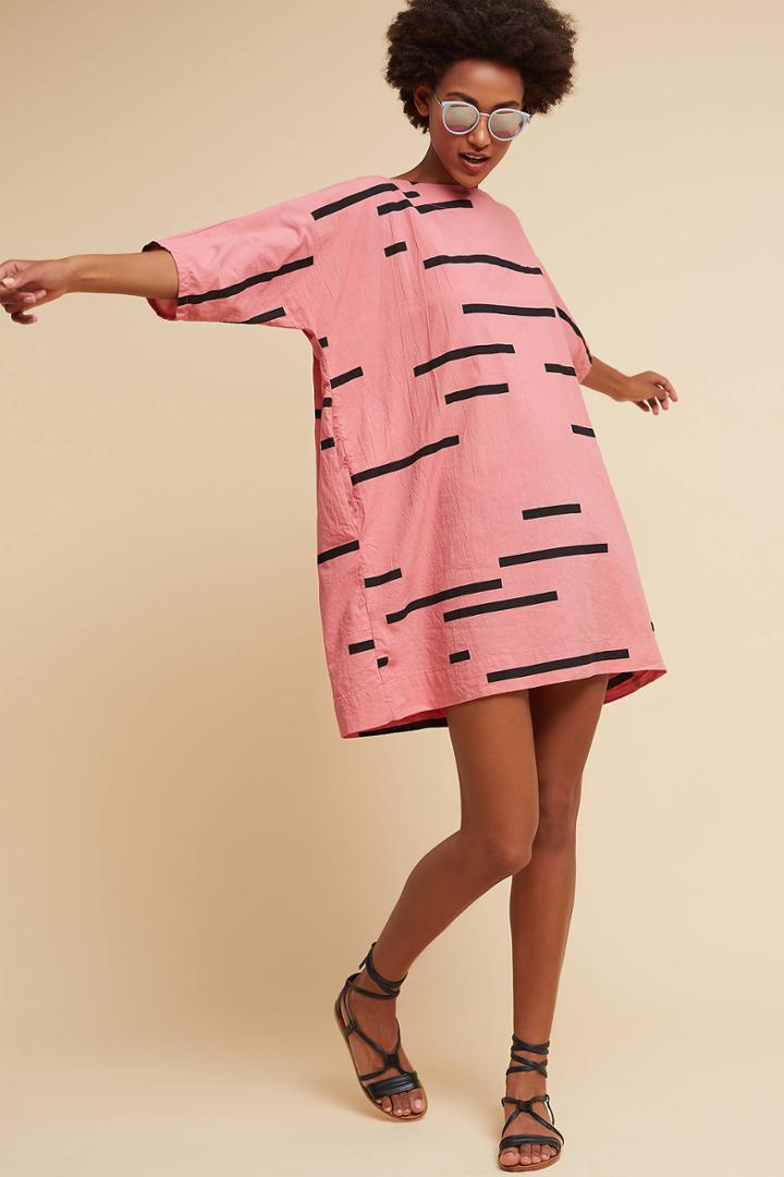 Uzi Nyc Pink Graphic Tunic Dress