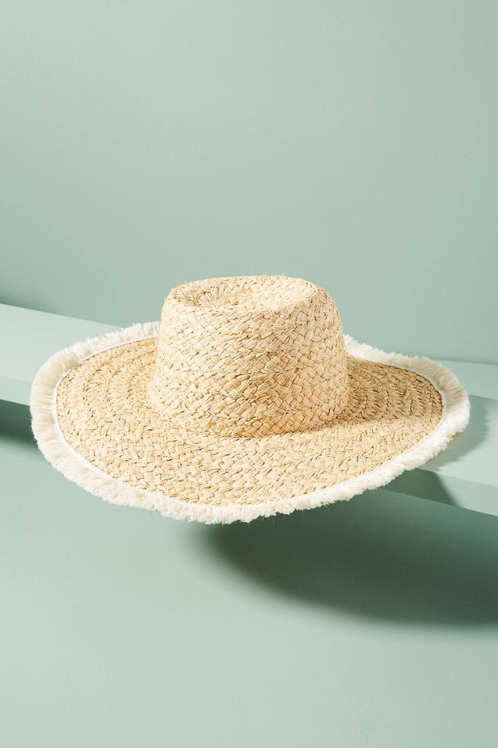 Anthropologie Laurel Fringed Floppy Hat