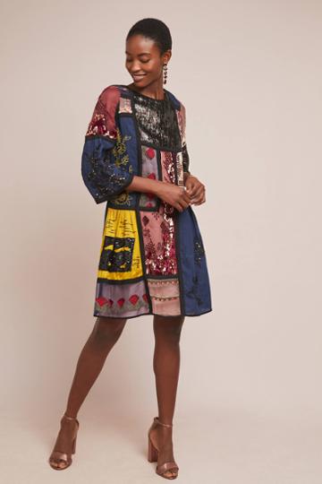 Let Me Be Sequin Patchwork Dress