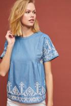 Central Park West Cassidy Embroidered Chambray Top