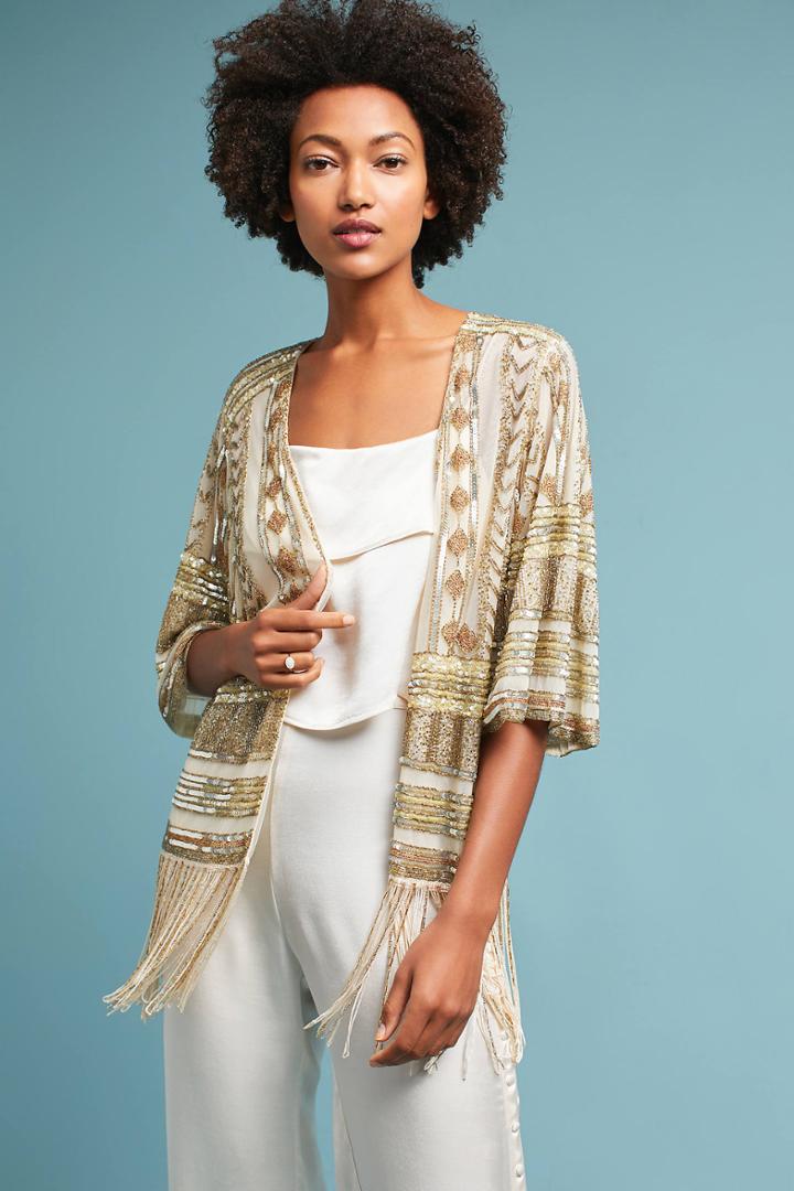 Bendito Pie Beaded Fringe Kimono Jacket