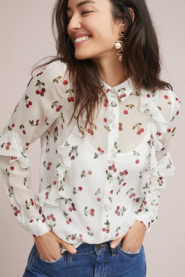 The Kooples Cherry Silk Buttondown
