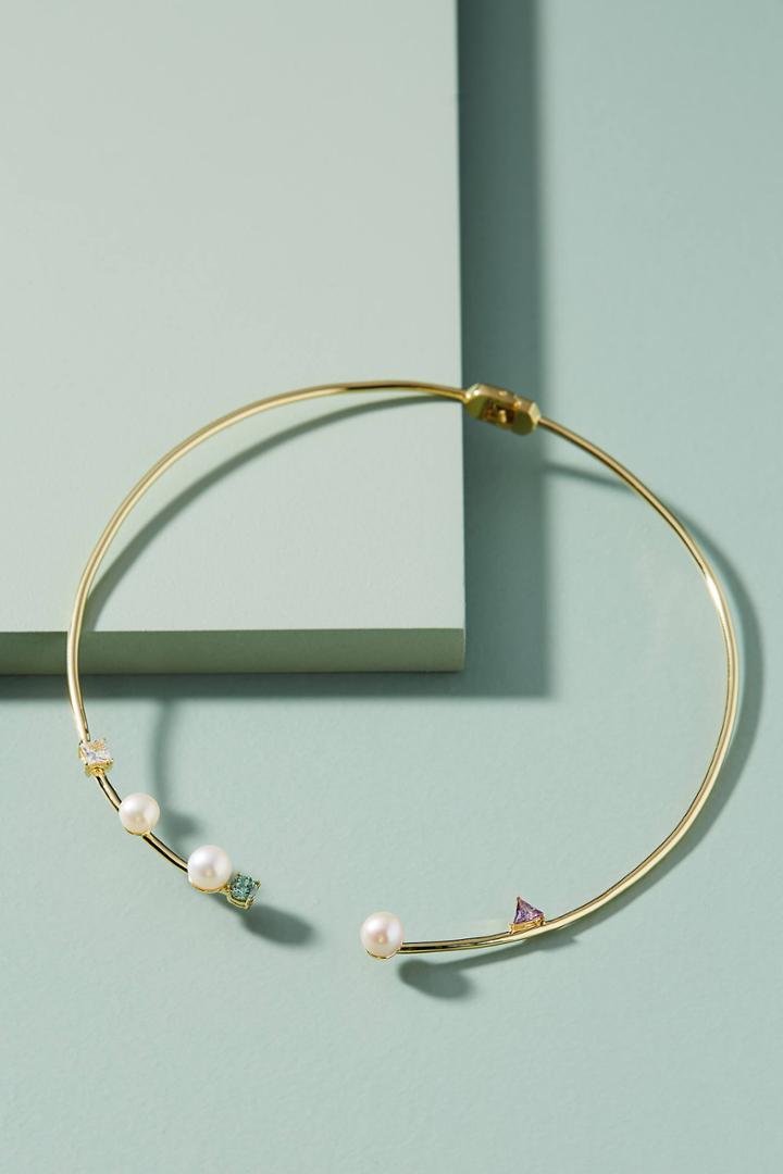 Anthropologie Pearl Open-front Collar Necklace